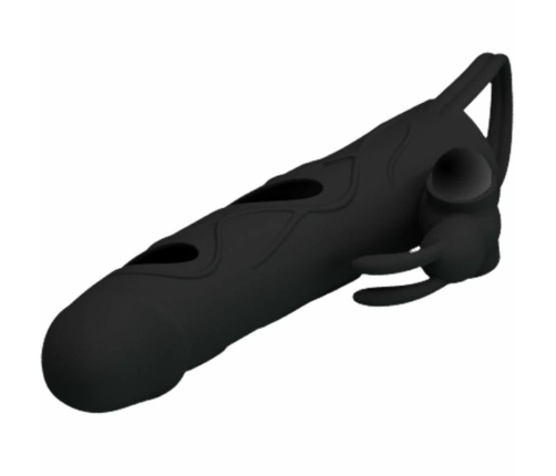 Pretty Love Silicone Extension Sleeve 14cm Black with Vibrating System