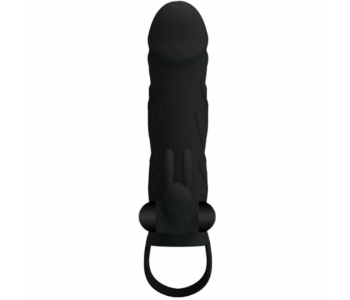 Pretty Love Silicone Extension Sleeve 14cm Black with Vibrating System