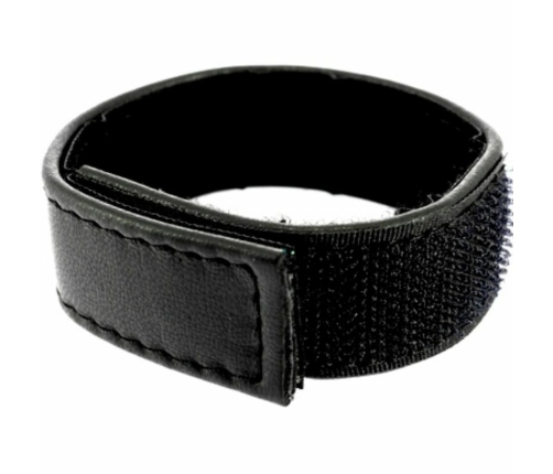 Metal Hard Leather Body - Czarny regulowany pasek skorzany z rzepem