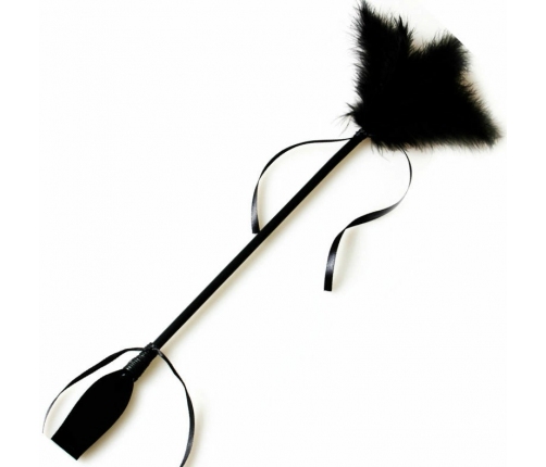 Secret Play Dual-Sided Intimate Accessory - Black Whip & Feather Paddle