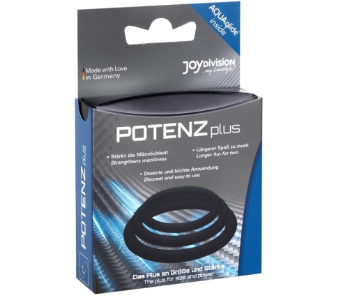 JOYDIVISION PotenzDuo Plus Set - 3 Black Silicone Support Rings S/M/L