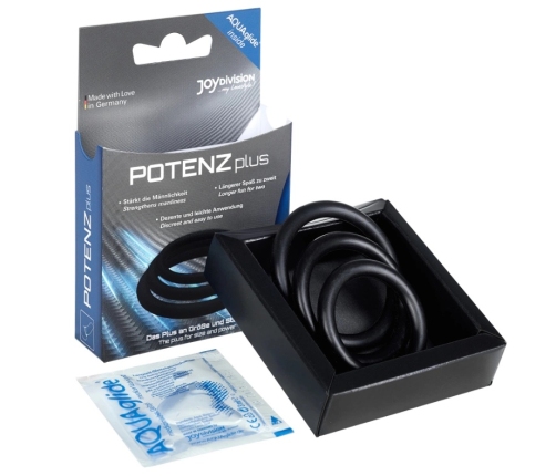 JOYDIVISION PotenzDuo Plus Set - 3 Black Silicone Support Rings S/M/L