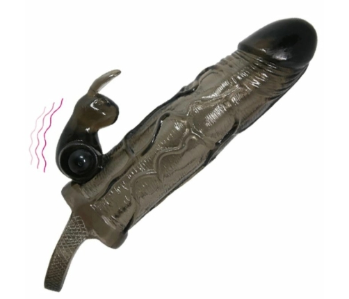 Baile Brave Man Intimate Silicone Sleeve Black 16.5 cm with Rabbit Vibrator