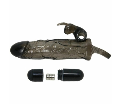 Baile Brave Man Intimate Silicone Sleeve Black 16.5 cm with Rabbit Vibrator