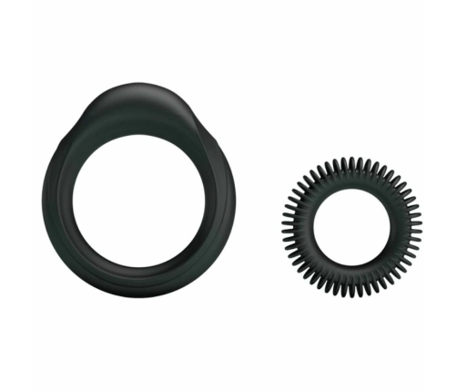 Baile Manhood Kit Set of 2 Silicone Rings Flexible Waterproof Black