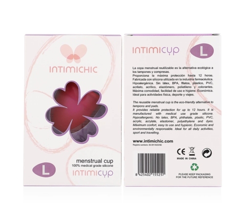 Intimichic Menstrual Cup L Medical Grade Silicone - Reusable Comfort
