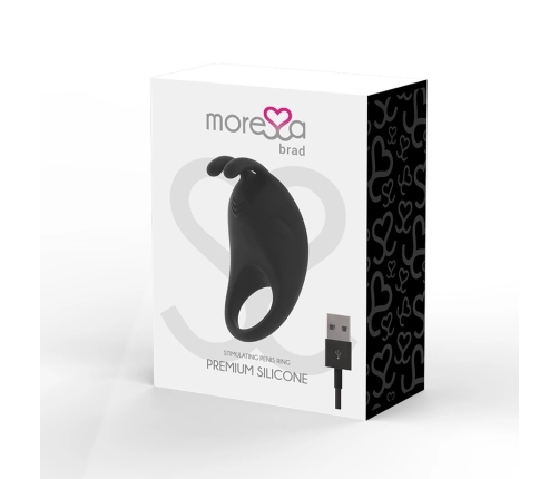 Moressa Brad Premium Silicone Rechargeable Black Ring, 7 Modes, Waterproof