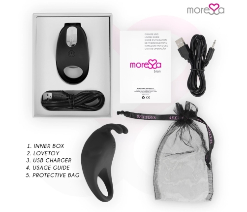 Moressa Brad Premium Silicone Rechargeable Black Ring, 7 Modes, Waterproof