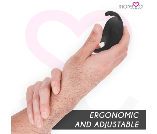 Moressa Brad Premium Silicone Rechargeable Black Ring, 7 Modes, Waterproof