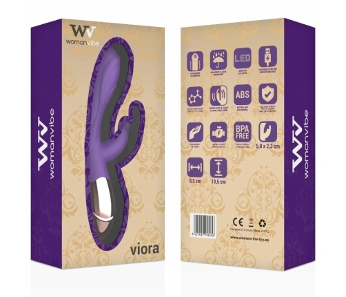 Womanvibe Viora Rechargeable Silicone Dual Stimulation System Lilac-Gold