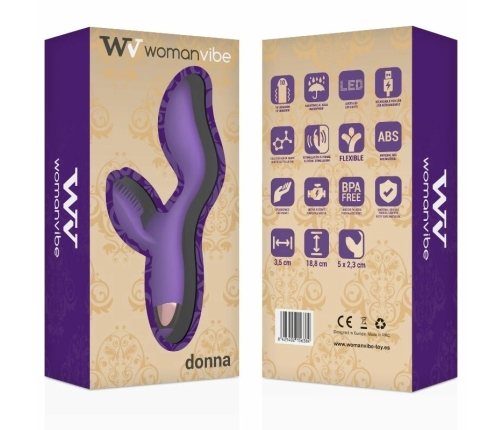 Womanvibe Donna Rechargeable Silicone Dual Motor Massager Lilac-Gold