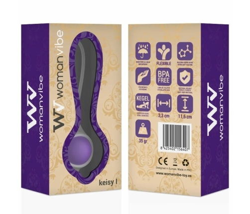 Womanvibe Keisy I Silicone Kegel Ball - Single, Soft Touch, 3.3x11.6cm