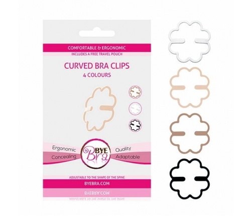 Bye Bra Ergonomic Foldable Bra Clips Set of 4 with Travel Bag