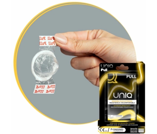 Uniq Pull Latex-Free Intimate Barrier with Strips 3-Pack, Transparent