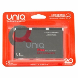 Uniq Free AT-10 Non-Latex Protective Ring Condoms 3pcs Regular Clear