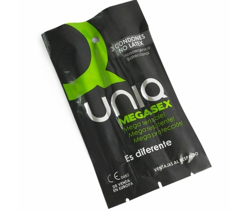 UNIQ MEGASEX Latex-Free Sensitive Condoms 3-Pack Ultra-Thin Flexible