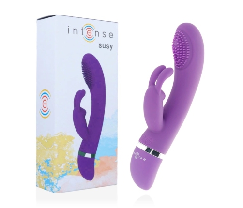 Intense Susy Silicone Rabbit Lilac Oscillating Dual Motor Vibrator 18.8cm