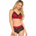 Leg Avenue Lingerie Set S/M Black & Red Satin Lace Two-Piece