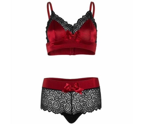 Leg Avenue Lingerie Set S/M Black & Red Satin Lace Two-Piece