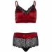 Leg Avenue Lingerie Set Black & Red Lace Satin L/XL 2-Piece Collection