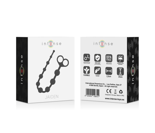 INTENSE Jaiden Silicone Intimate Beads Black 34cm Hypoallergenic