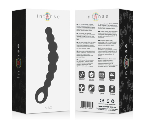 Intense Anal Beads Max Black - Flexible Silicone Bead System 18.5cm