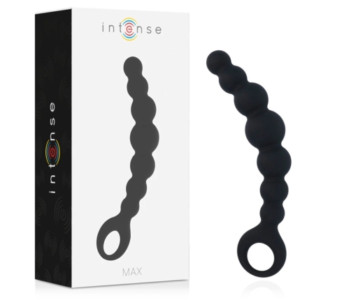 Intense Anal Beads Max Black - Flexible Silicone Bead System 18.5cm