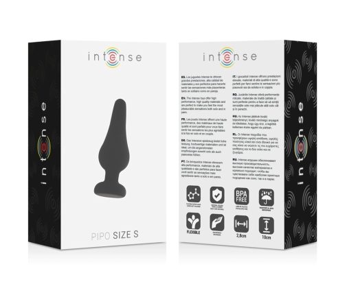 Intense Pipo S Silicone Anal Plug Black 9.8 cm - Classic Tapered Design
