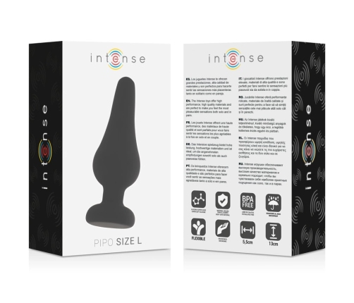 Intense Pipo L Silicone Black Anal Plug 13 cm - Soft Flexible Design