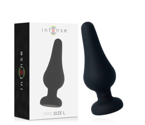 Intense Pipo L Silicone Black Anal Plug 13 cm - Soft Flexible Design
