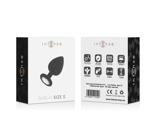 INTENSE SHELKI S Silicone Anal Plug Black 7.2 cm Medical-Grade