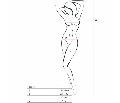 PASSION BS013 Elegant Black Bodystocking, One Size, Fine Mesh Design