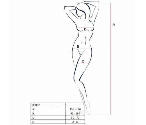 Passion BS032 Bodystocking Black - Elegant Fishnet, One Size