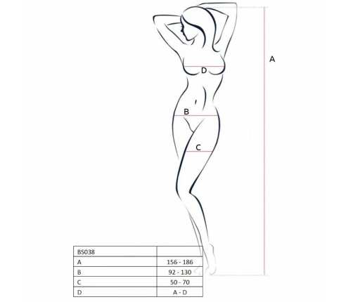 Passion BS038 Bodystocking White - Elegant Embroidered Mesh, One Size