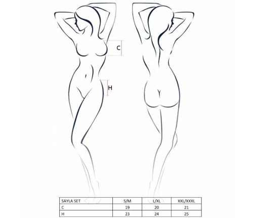 Passion Sayla Set S/M Black - Elegant Three-Piece Lingerie Set