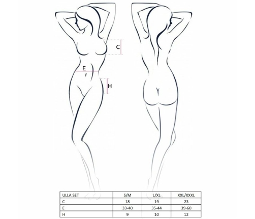 Passion Ulla Lingerie Set Black L/XL - Bra, Garter Belt, Thong