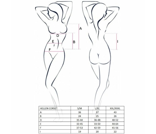 Passion Hellen Black Corset L/XL - Elegant Lingerie Set with Thong