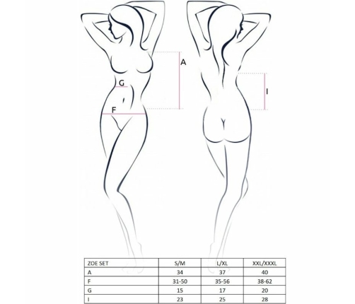 Passion Zoe Lingerie Set L/XL Black - Top & Thong, European Quality