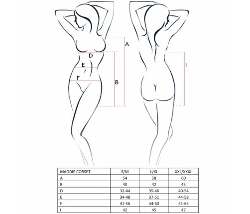 Passion Maddie Black Corset S/M - Elegant Lingerie Set with Thong