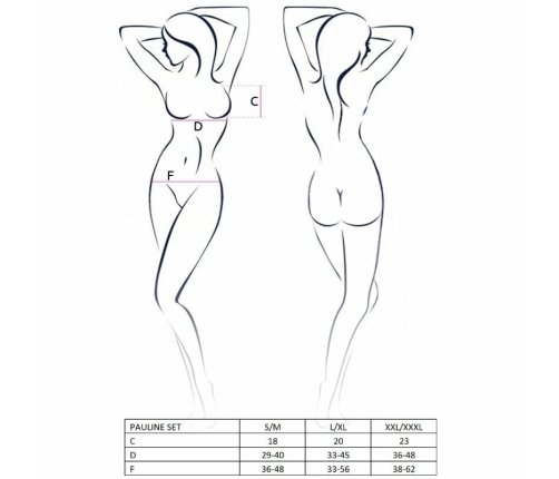 Passion Pauline Lingerie Set 3-Piece Black L/XL Elegant Design