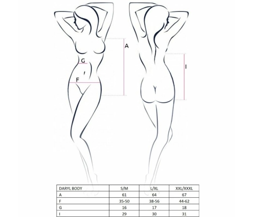 Passion Daryl Black Teddy S/M - Elegant Mesh Bodysuit for Women