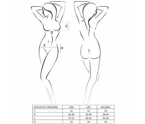 Passion Ophelia Lingerie Set White L/XL - Bra, Thong & Garter Belt