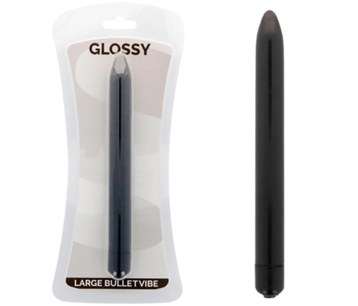 Glossy Brilliant Slim Vibrator Black 165mm - Waterproof ABS Model