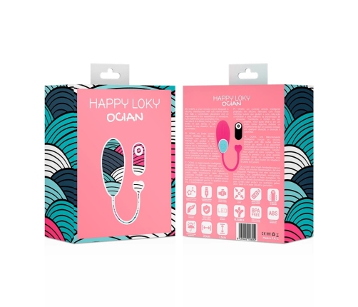 Happy Loky Ocian Remote-Controlled Intimate Device, 10 Modes, Pink/Turquoise
