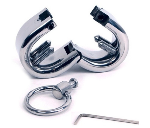 Metal Hard Oval Steel Restraint Bracelet with Adjustable Screws 44mm