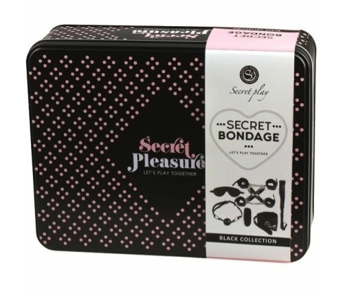 Secretplay 8-Piece Black Bondage Essentials Set - Synthetic Leather, Adjustable