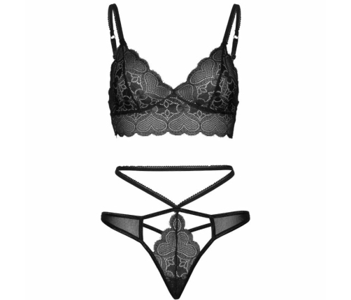 Leg Avenue Set Sweetheart Lace Bralette & Strappy G-String Black M/L