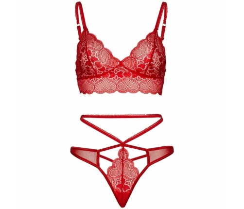 Leg Avenue Lace Bralette & Strappy Thong Set Red M/L