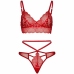 Leg Avenue Lace Bralette & Strappy Thong Set Red M/L