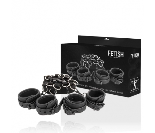 Fetish Submissive Luxury Bed Restraint Set Neoprene Lining Adjustable